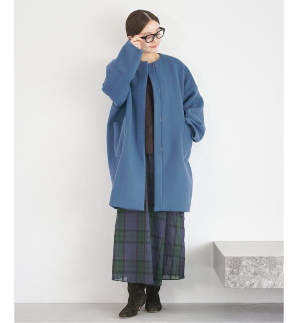 IENA「Super140 フォルムコート」|ノーカラーコート|