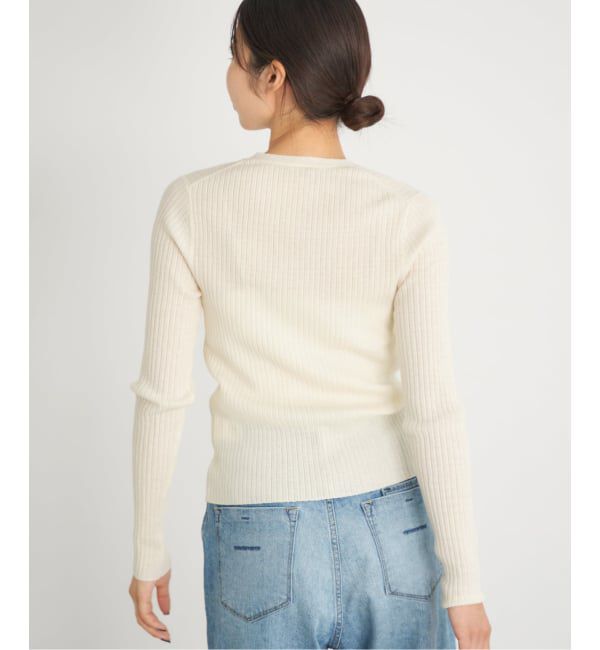IENA「《追加》イタリア ヤーン RIB Vネックカーディガン」|カーディガン|