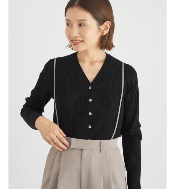 IENA「《追加》イタリア ヤーン RIB Vネックカーディガン」|カーディガン|