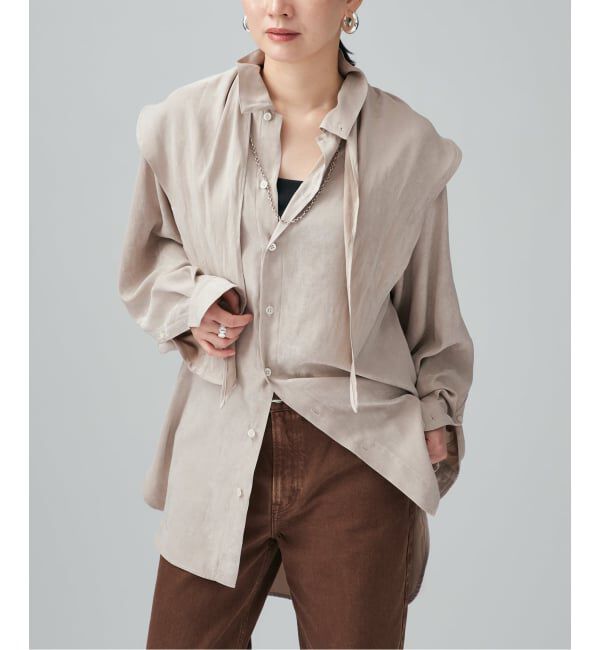 VERMEIL par iena「PEフィブリルオーバーシャツ」|シャツ・ブラウス|ベージュ