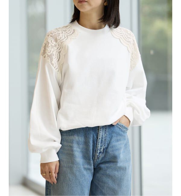 IENA LA BOUCLE「IENA LA BOUCLE レースコンビスウェットプルオーバー」|スウェット・ジャージ|