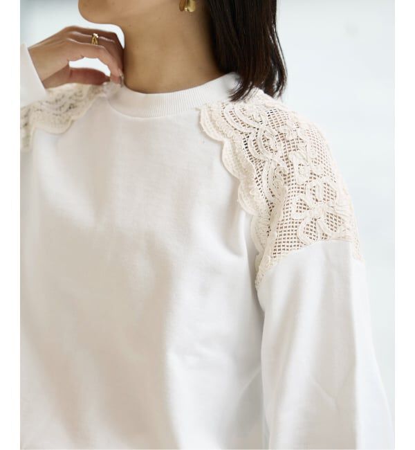 IENA LA BOUCLE「IENA LA BOUCLE レースコンビスウェットプルオーバー」|スウェット・ジャージ|