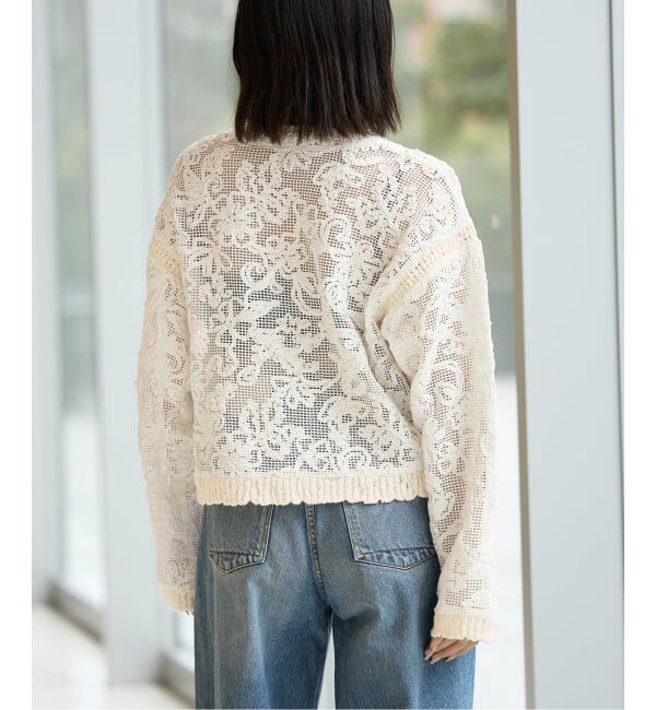 IENA LA BOUCLE「IENA LA BOUCLE レースコンビカーディガン」|カーディガン|