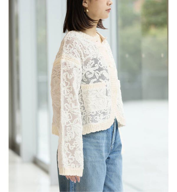 IENA LA BOUCLE「IENA LA BOUCLE レースコンビカーディガン」|カーディガン|