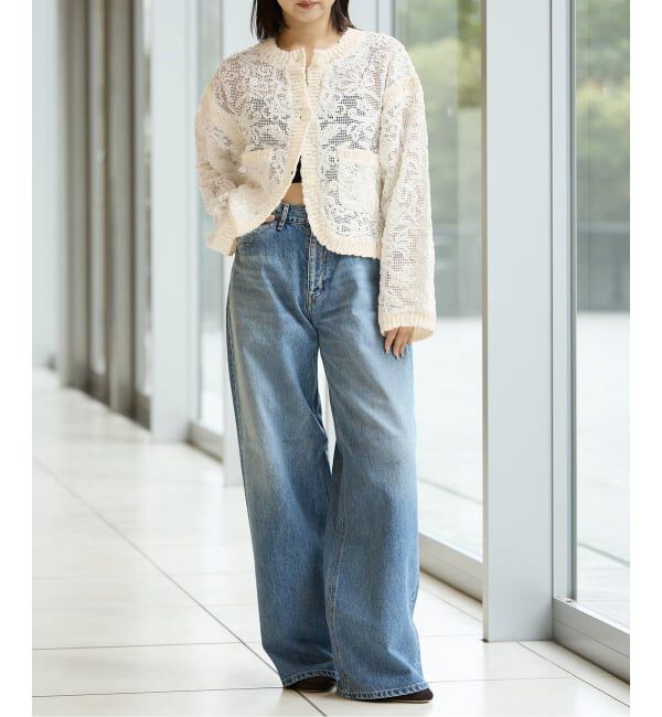 IENA LA BOUCLE「IENA LA BOUCLE レースコンビカーディガン」|カーディガン|