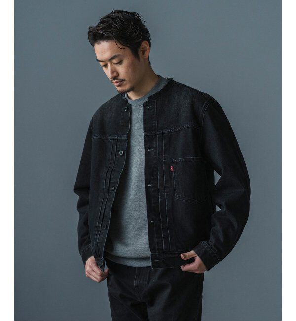 EDIFICE「《再入荷》Levi&rsquo;s(リーバイス) 別注 Type 1 Trucker Jacket BLACK "COLLARLESS"」|デニムジャケット|