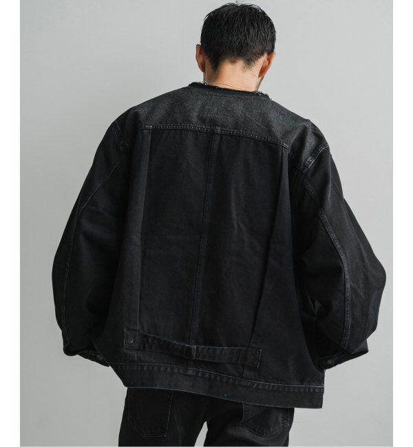 EDIFICE「《再入荷》Levi&rsquo;s(リーバイス) 別注 Type 1 Trucker Jacket BLACK "COLLARLESS"」|デニムジャケット|