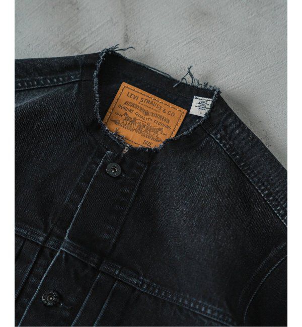 EDIFICE「《再入荷》Levi&rsquo;s(リーバイス) 別注 Type 1 Trucker Jacket BLACK "COLLARLESS"」|デニムジャケット|