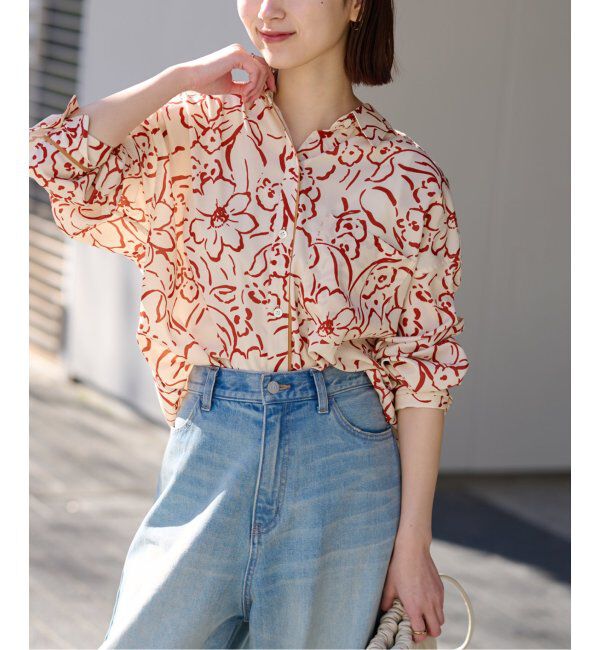 JOURNAL STANDARD relume「ラインフラワーオーバーサイズシャツ」|シャツ・ブラウス|ナチュラル