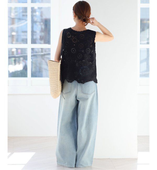 JOURNAL STANDARD relume「《WEB限定追加2》エンブロイダリークロシェノースリーブ」|ニット・セーター|