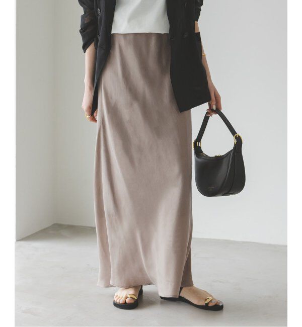 NOBLE「《追加》キュプラサテンナローAラインスカート」|スカート|