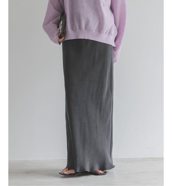 NOBLE「《追加》キュプラサテンナローAラインスカート」|スカート|