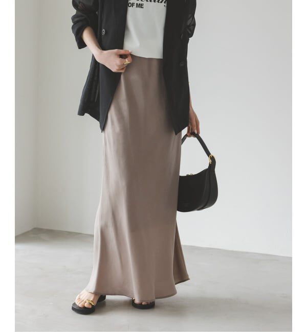 NOBLE「《追加》キュプラサテンナローAラインスカート」|スカート|