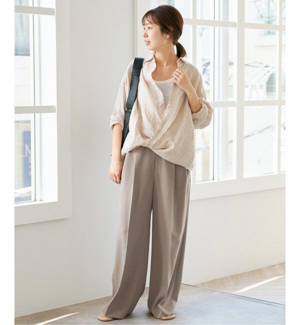 Spick and Span「《追加》80リネンカシュクールビッグシャツ」|シャツ・ブラウス|