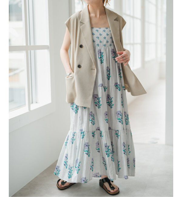 Spick and Span「ne Quittez pas / ヌキテパ COTTON JACQUARD LILY PRIN」|ワンピース|グレーA