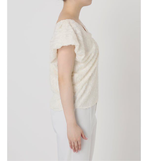 NOBLE「【洗える】レオパードジャガードデコルテVブラウス」|シャツ・ブラウス|