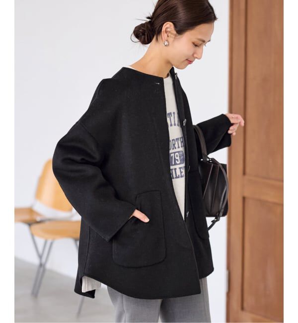 FRAMeWORK「≪WEB限定追加≫ハミルトンリバークルーネックコート」|ノーカラーコート|