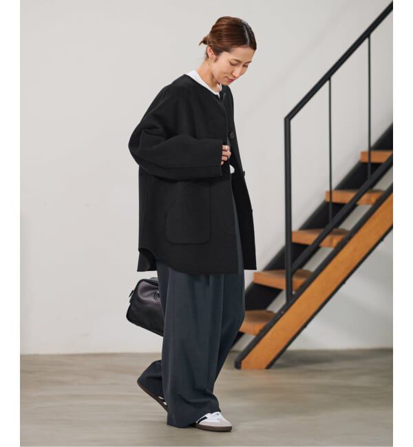 FRAMeWORK「≪WEB限定追加≫ハミルトンリバークルーネックコート」|ノーカラーコート|