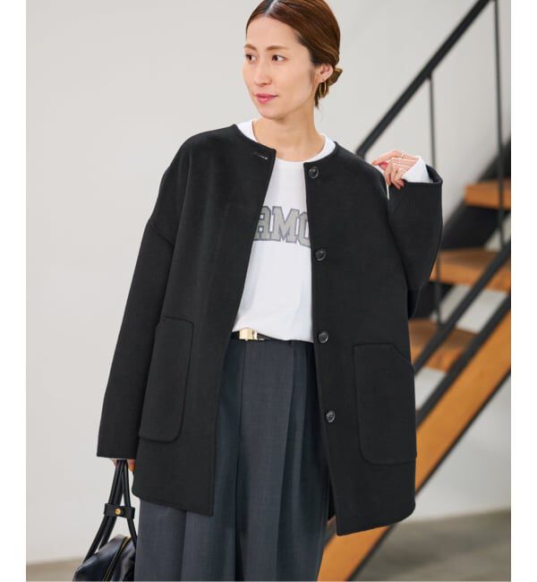 FRAMeWORK「≪WEB限定追加≫ハミルトンリバークルーネックコート」|ノーカラーコート|