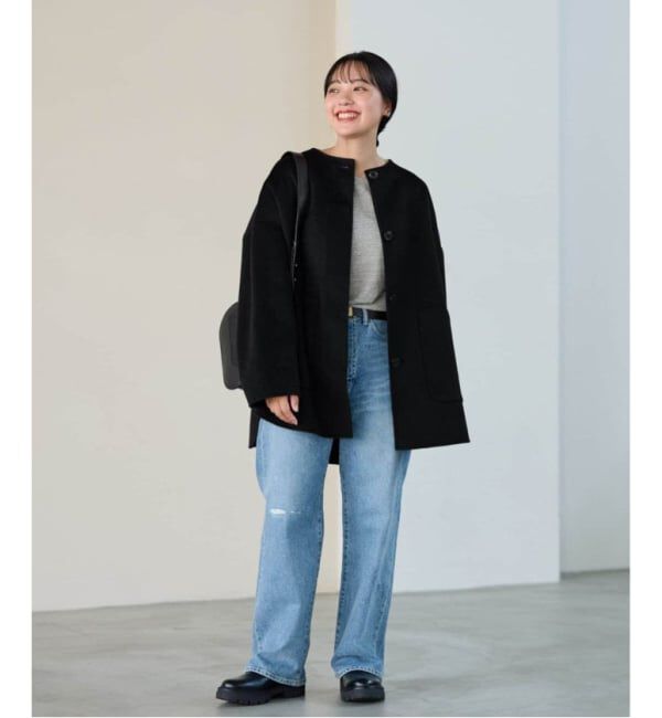 FRAMeWORK「≪WEB限定追加≫ハミルトンリバークルーネックコート」|ノーカラーコート|