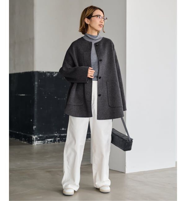 FRAMeWORK「≪WEB限定追加≫ハミルトンリバークルーネックコート」|ノーカラーコート|