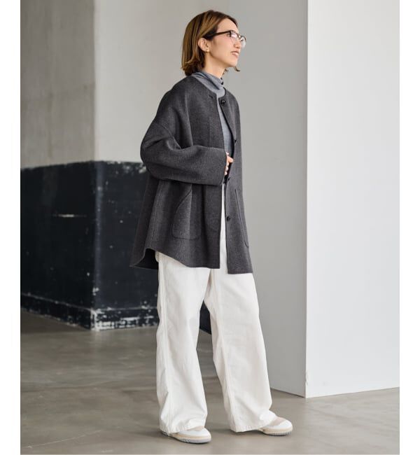 FRAMeWORK「≪WEB限定追加≫ハミルトンリバークルーネックコート」|ノーカラーコート|