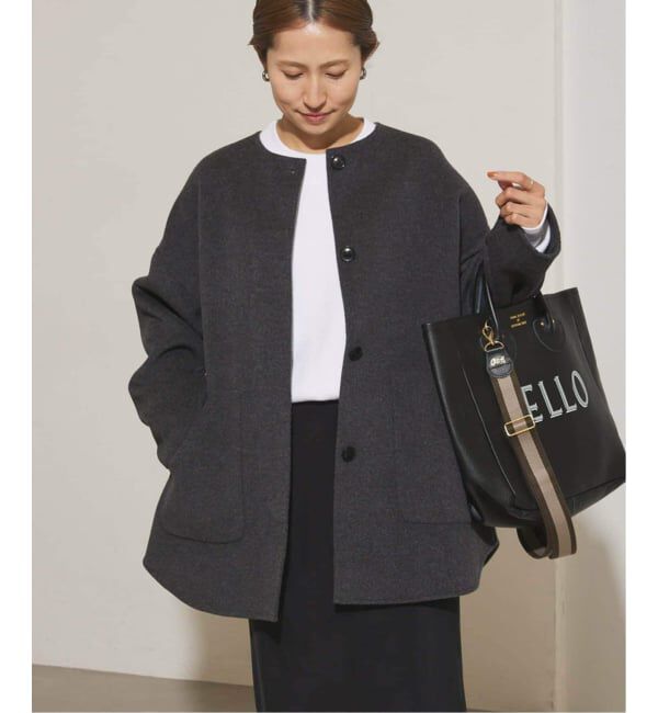 FRAMeWORK「≪WEB限定追加≫ハミルトンリバークルーネックコート」|ノーカラーコート|