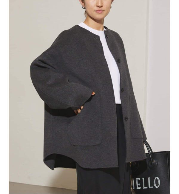 FRAMeWORK「≪WEB限定追加≫ハミルトンリバークルーネックコート」|ノーカラーコート|