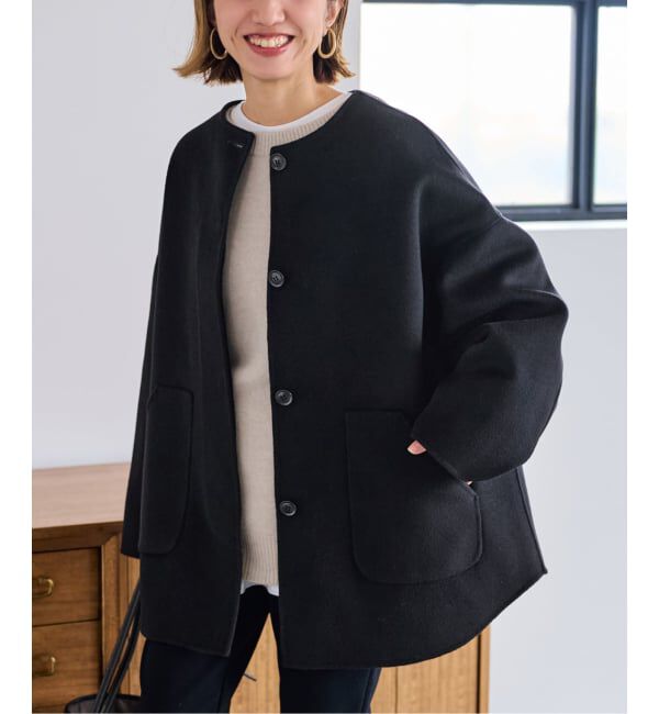 FRAMeWORK「≪WEB限定追加≫ハミルトンリバークルーネックコート」|ノーカラーコート|