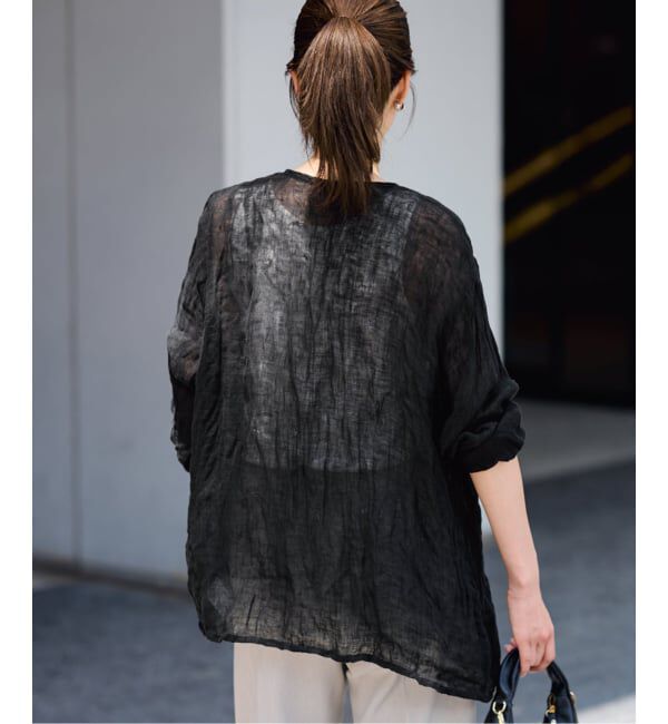 FRAMeWORK「≪追加≫LINENクレープヘンリーネックブラウス 2」|シャツ・ブラウス|