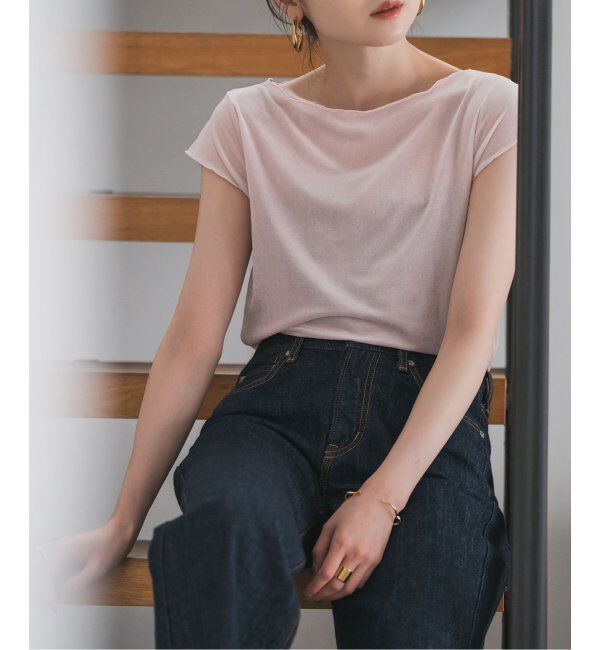 NOBLE「シアーベロアキャップスリーブTee」|Tシャツ・カットソー|ピンク B