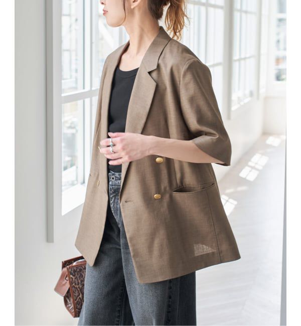 Spick and Span「《一部店舗+WEB限定 / 追加2》ドライクロスハーフスリーブジャケット」|テーラードジャケット|キャメル A