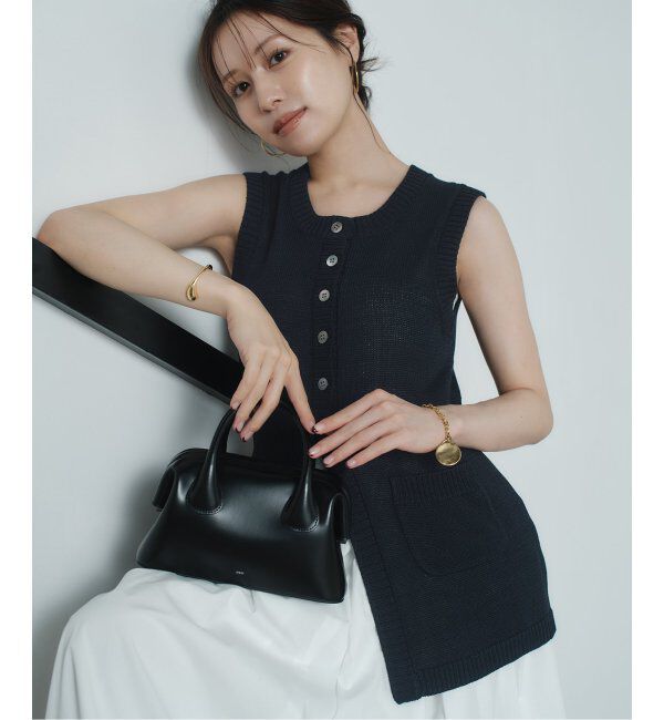 NOBLE「【NOBLE&times;L'AUBE BLANC】フロントボタンニットベスト」|ニット・セーター|ネイビー