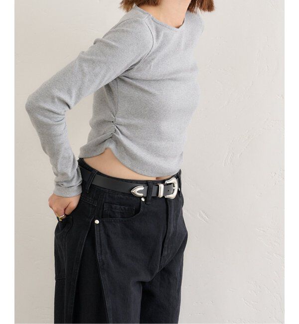 U by SPICK&SPAN「サイドギャザーボートネックトップス」|Tシャツ・カットソー|