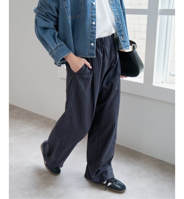 Spick and Span「《追加3》トロストレッチイージーパンツ」|スラックス|ネイビーベース