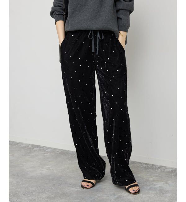 Spick and Span「《WEB限定追加》VIAN / ヴィアン グリッターベルベットイージーパンツ」|その他|ブラック