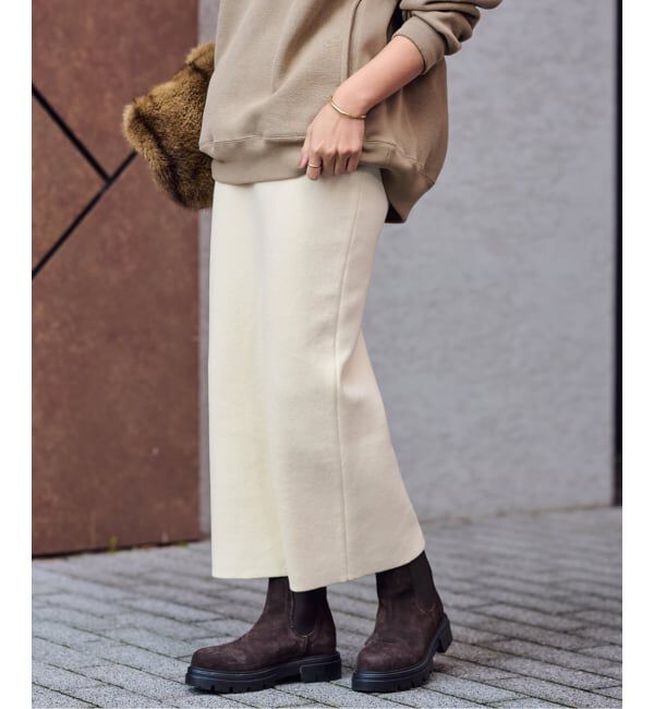 FRAMeWORK「≪追加≫ダブルジャガードストレートスカート」|スカート|ホワイト