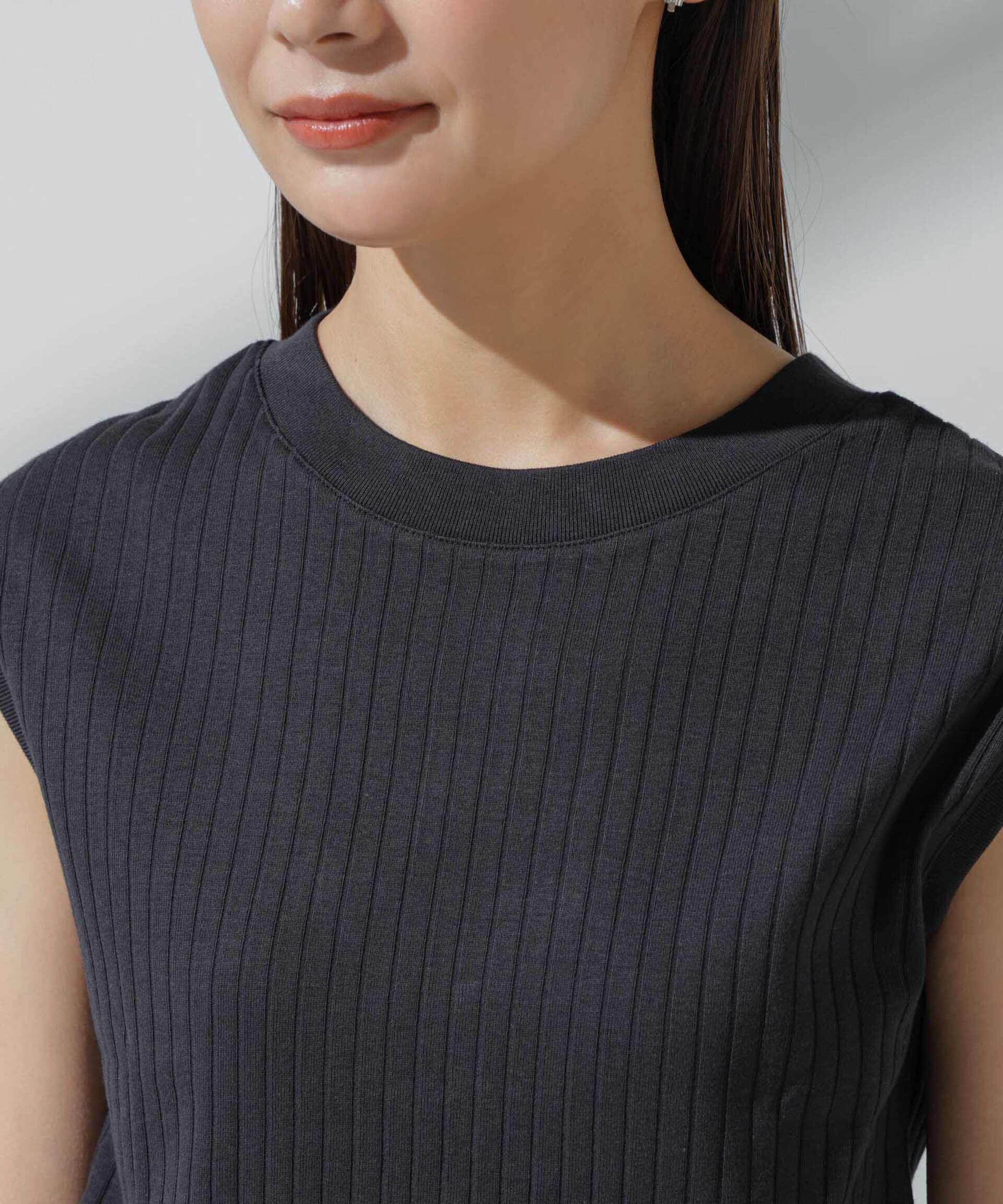 nano･universe「Anti Soaked(R) 汗染み防止 リブノースリーブTシャツ」|Tシャツ・カットソー|