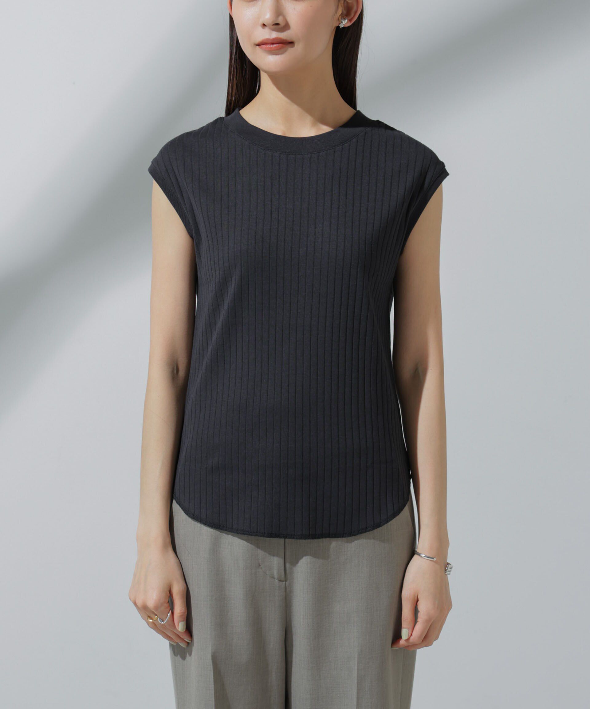 nano･universe「Anti Soaked(R) 汗染み防止 リブノースリーブTシャツ」|Tシャツ・カットソー|