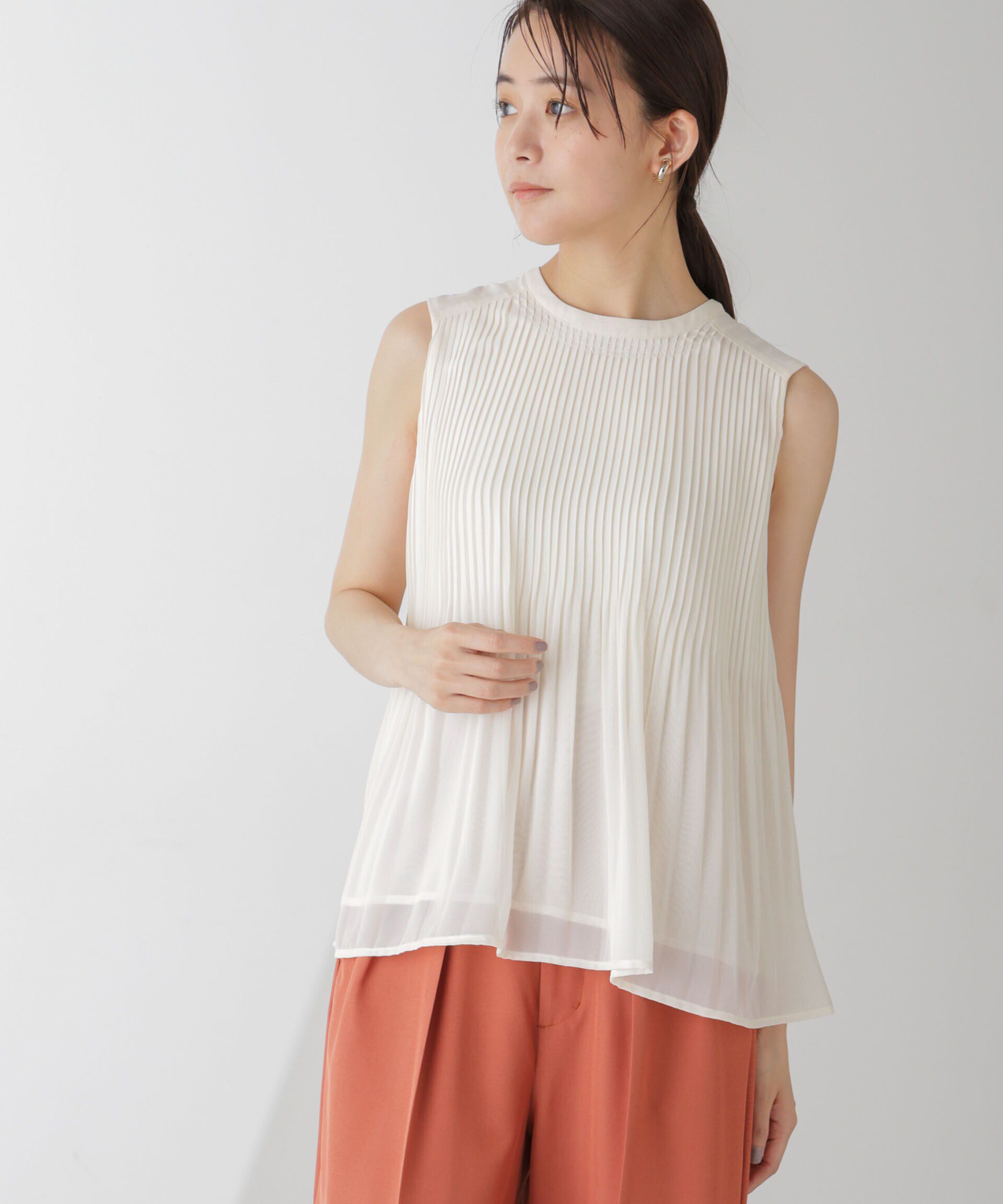 nano･universe「プリーツノースリーブブラウス」|シャツ・ブラウス|