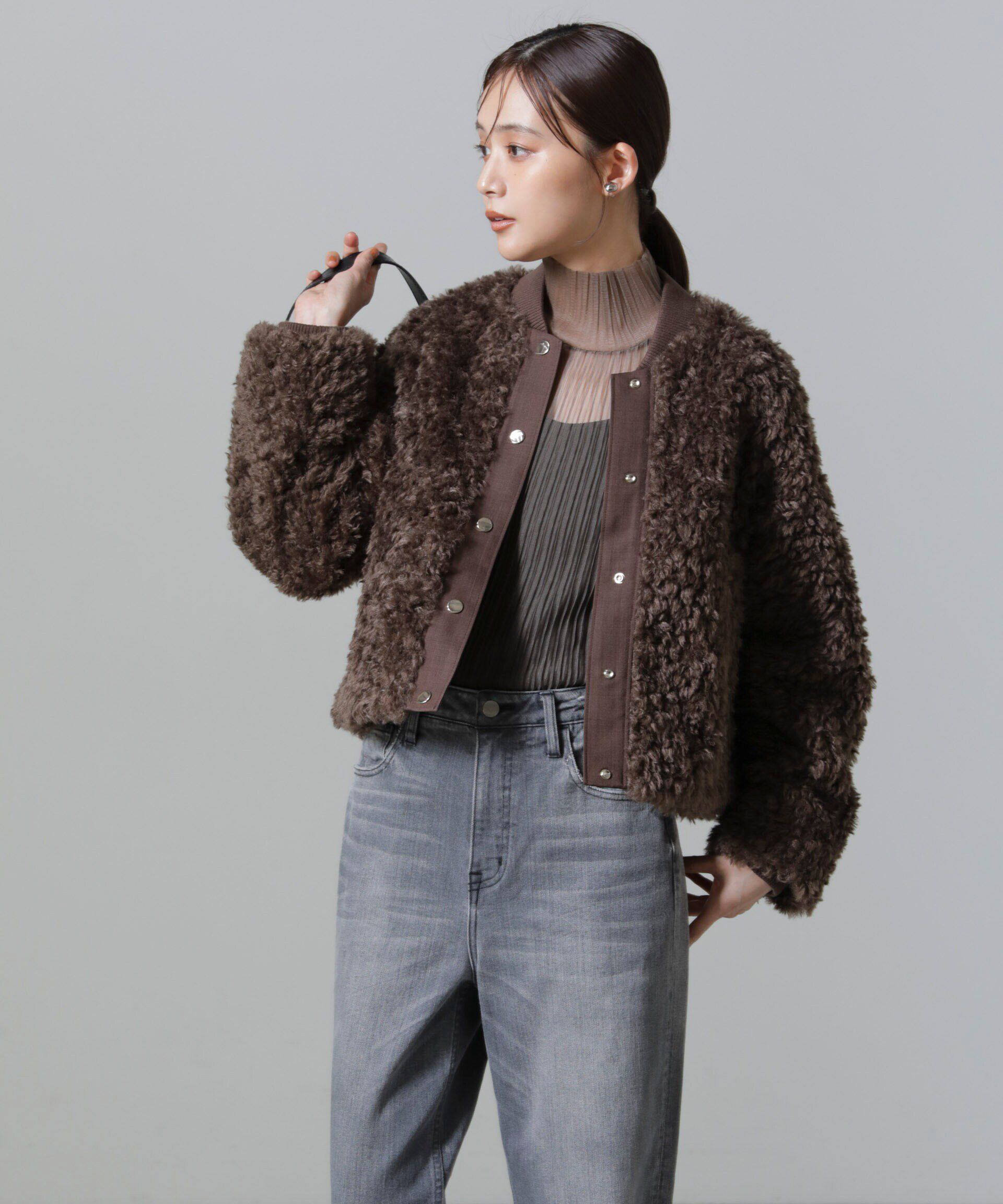 nano･universe「カーリーファーショートブルゾン」|ブルゾン・スタジャン|ブラウン