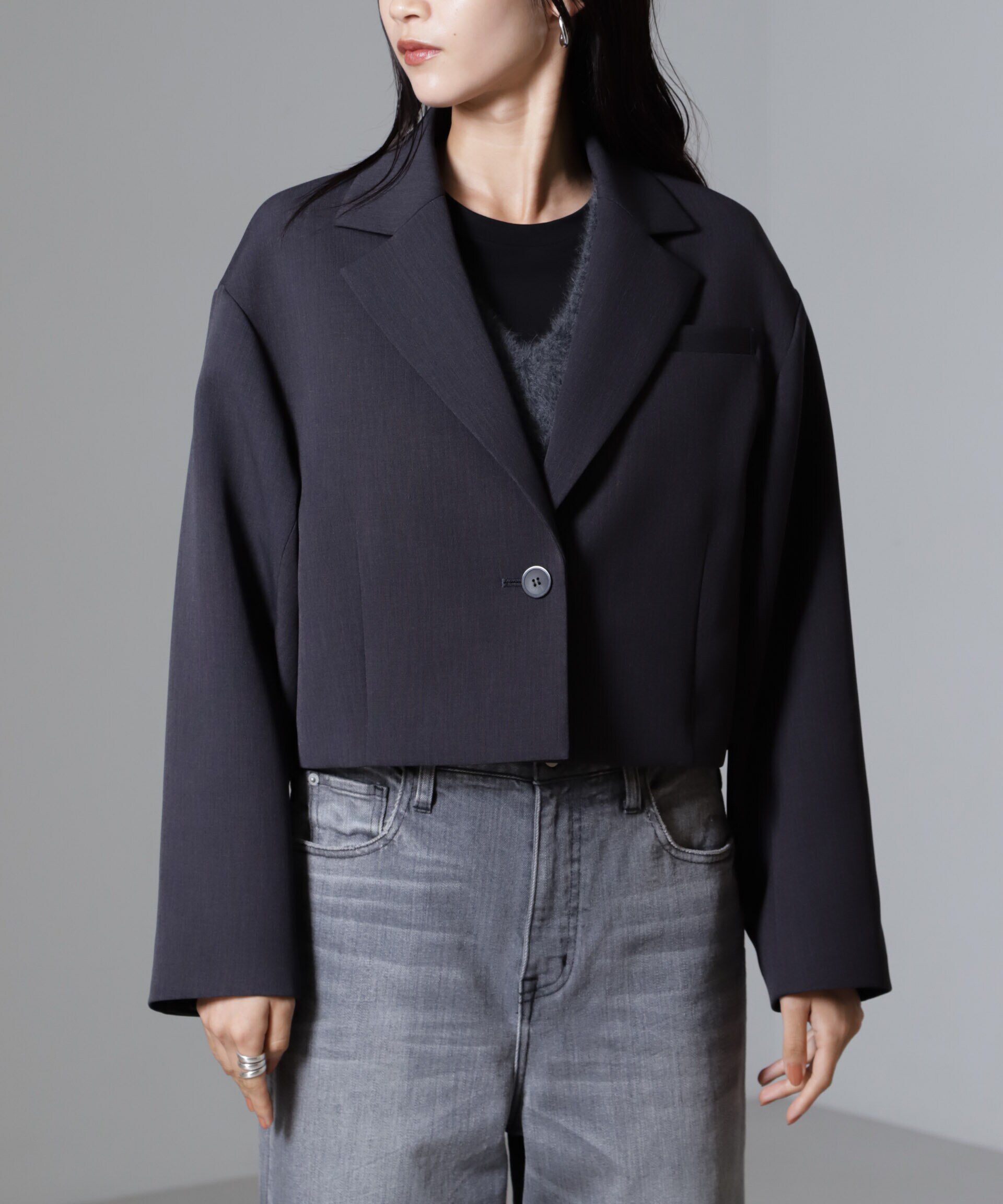 nano･universe「Reflax(R)ダブルクロスショートジャケット」|テーラードジャケット|