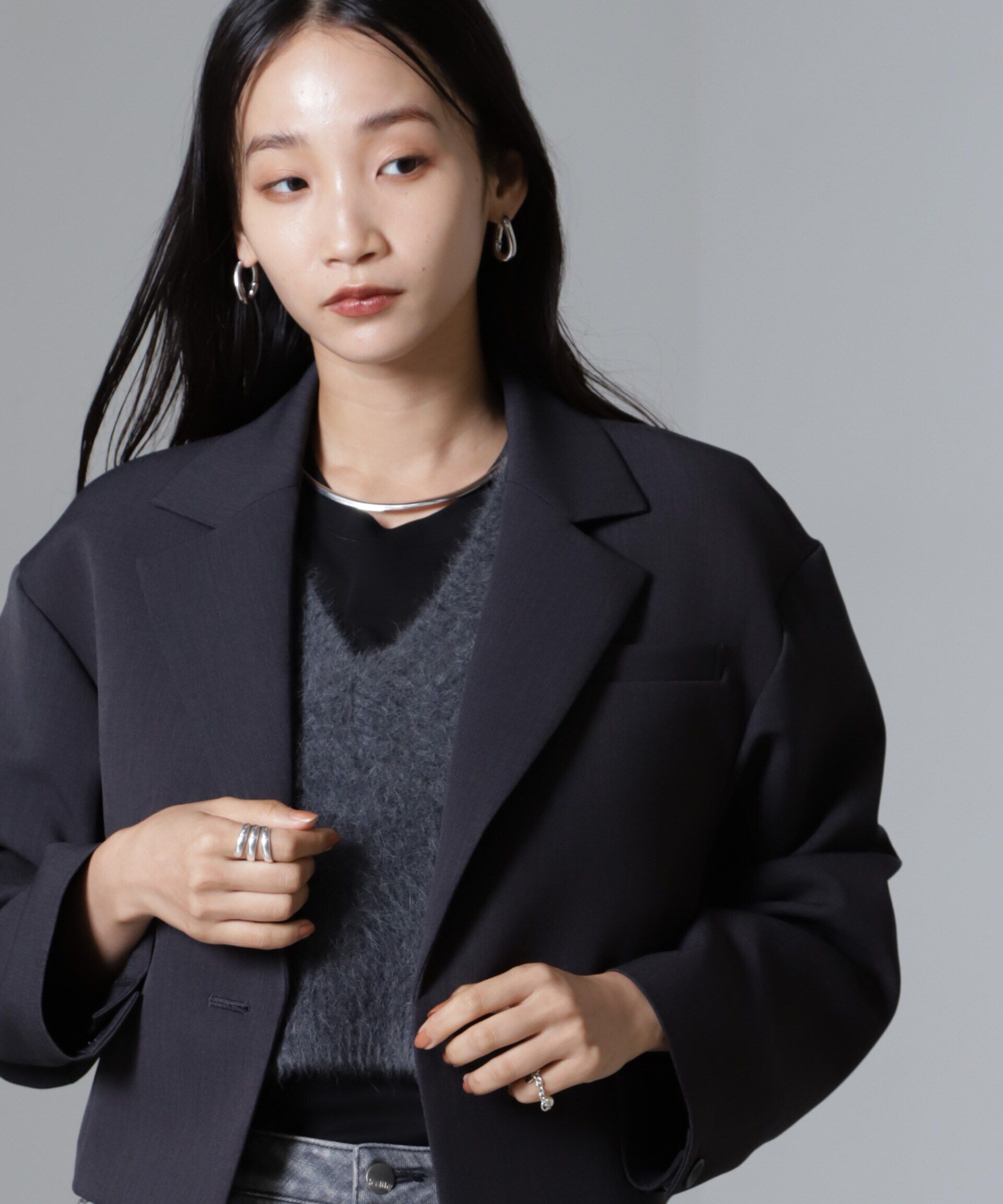 nano･universe「Reflax(R)ダブルクロスショートジャケット」|テーラードジャケット|