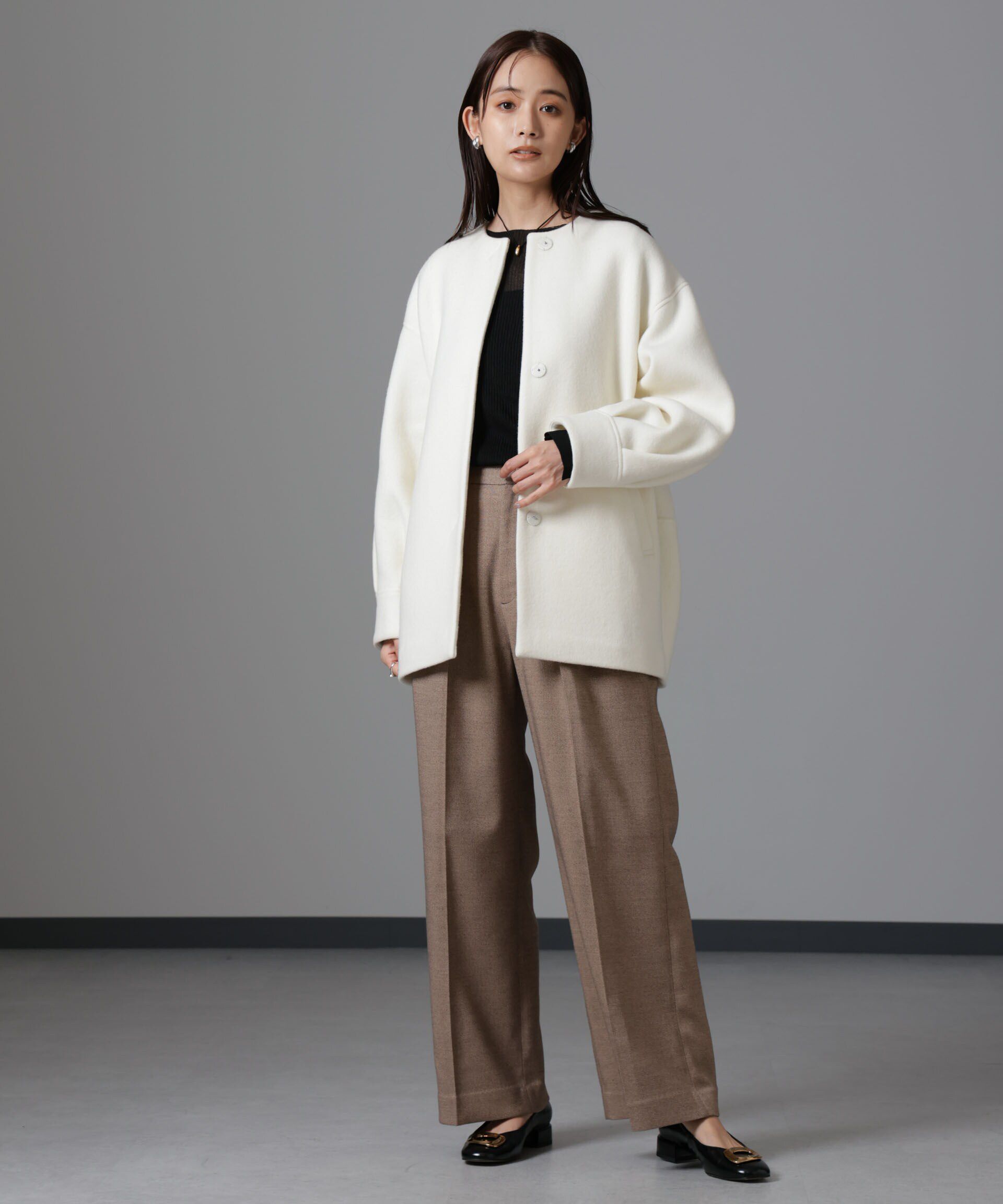 nano･universe「PECOLAMBウールカシミヤノーカラーミドル丈コート」|その他|