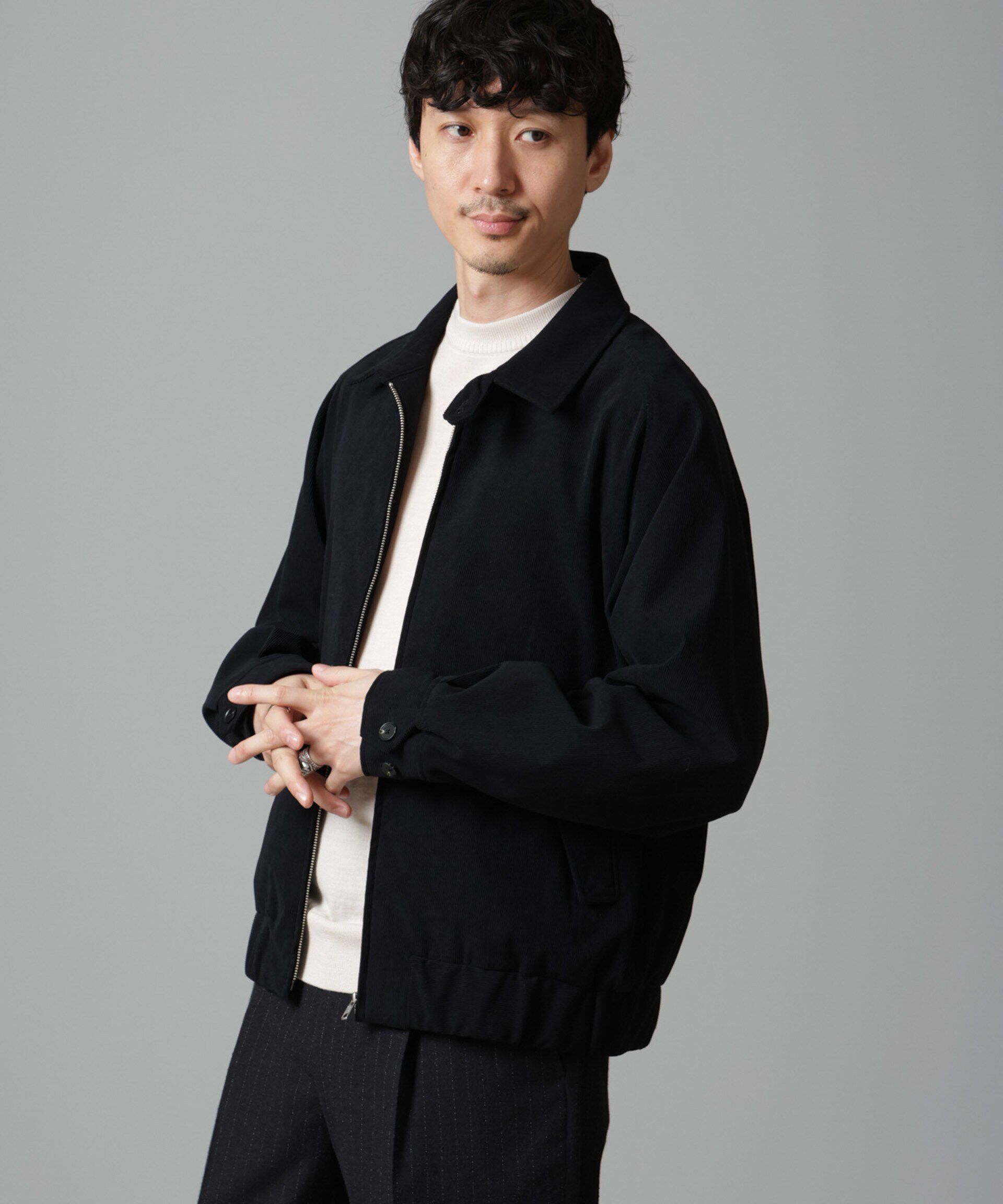 nano･universe「TECUNE テックコーデュロイブルゾン(セットアップ可)」|ブルゾン・スタジャン|ブラック