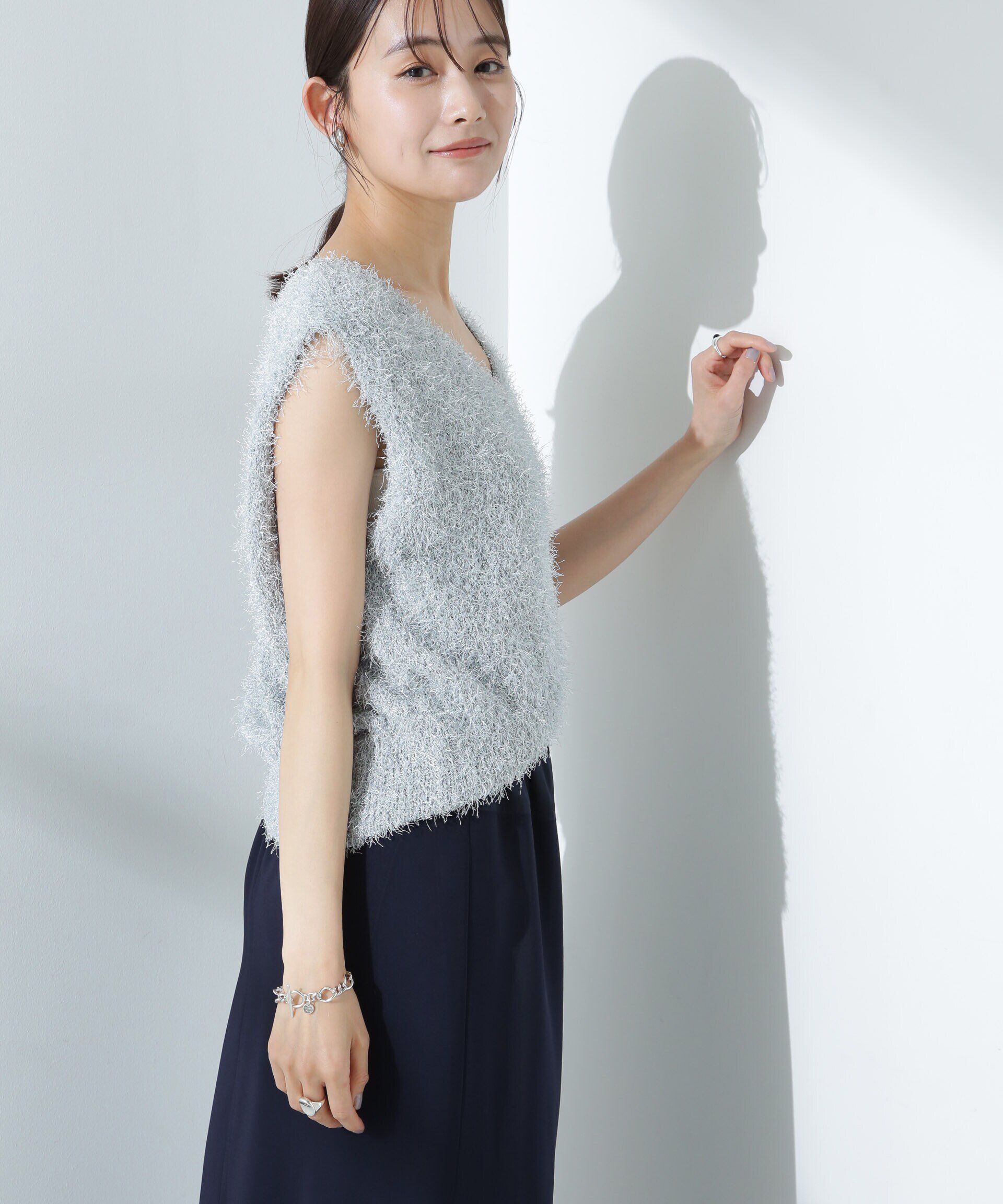 nano･universe「シャギーニットベスト」|ニット・セーター|