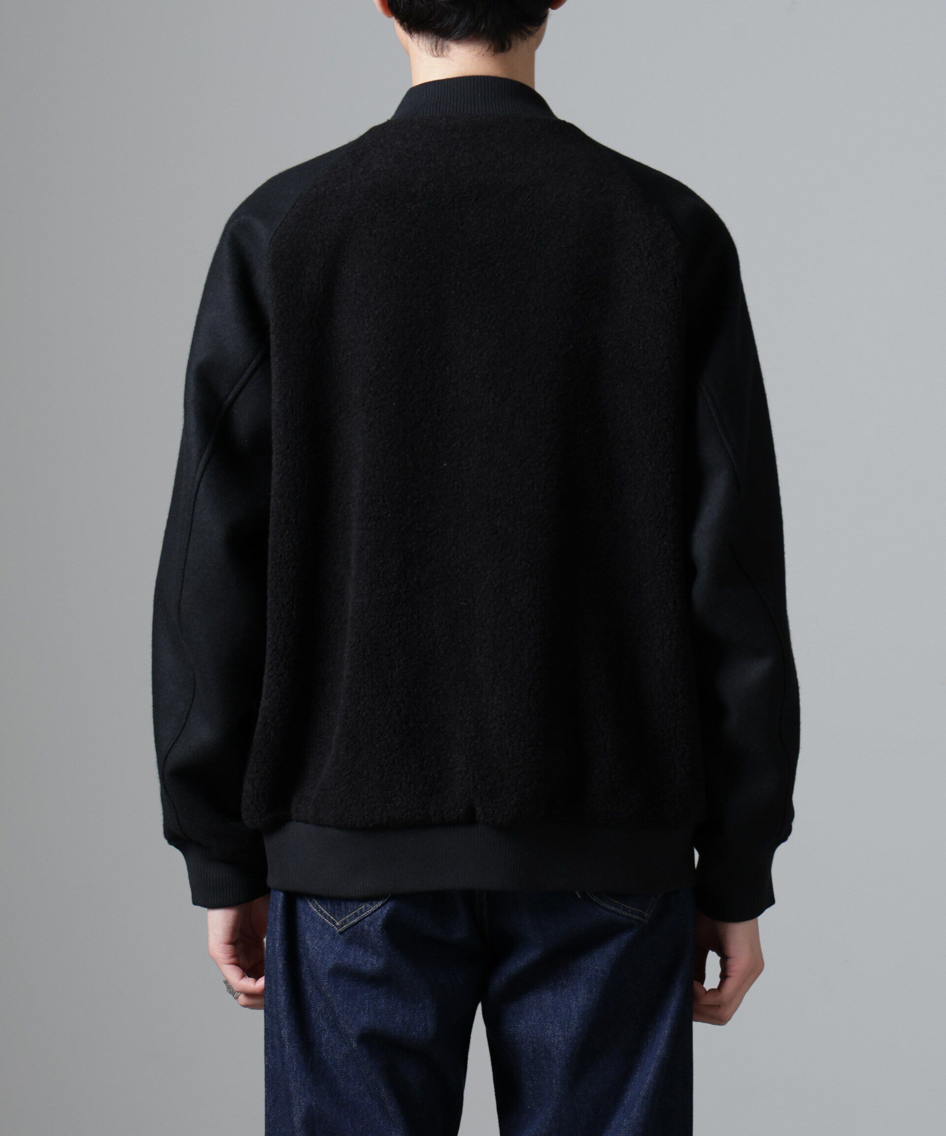 nano･universe「ブークレーパネルバーシティージャケット」|ブルゾン・スタジャン|