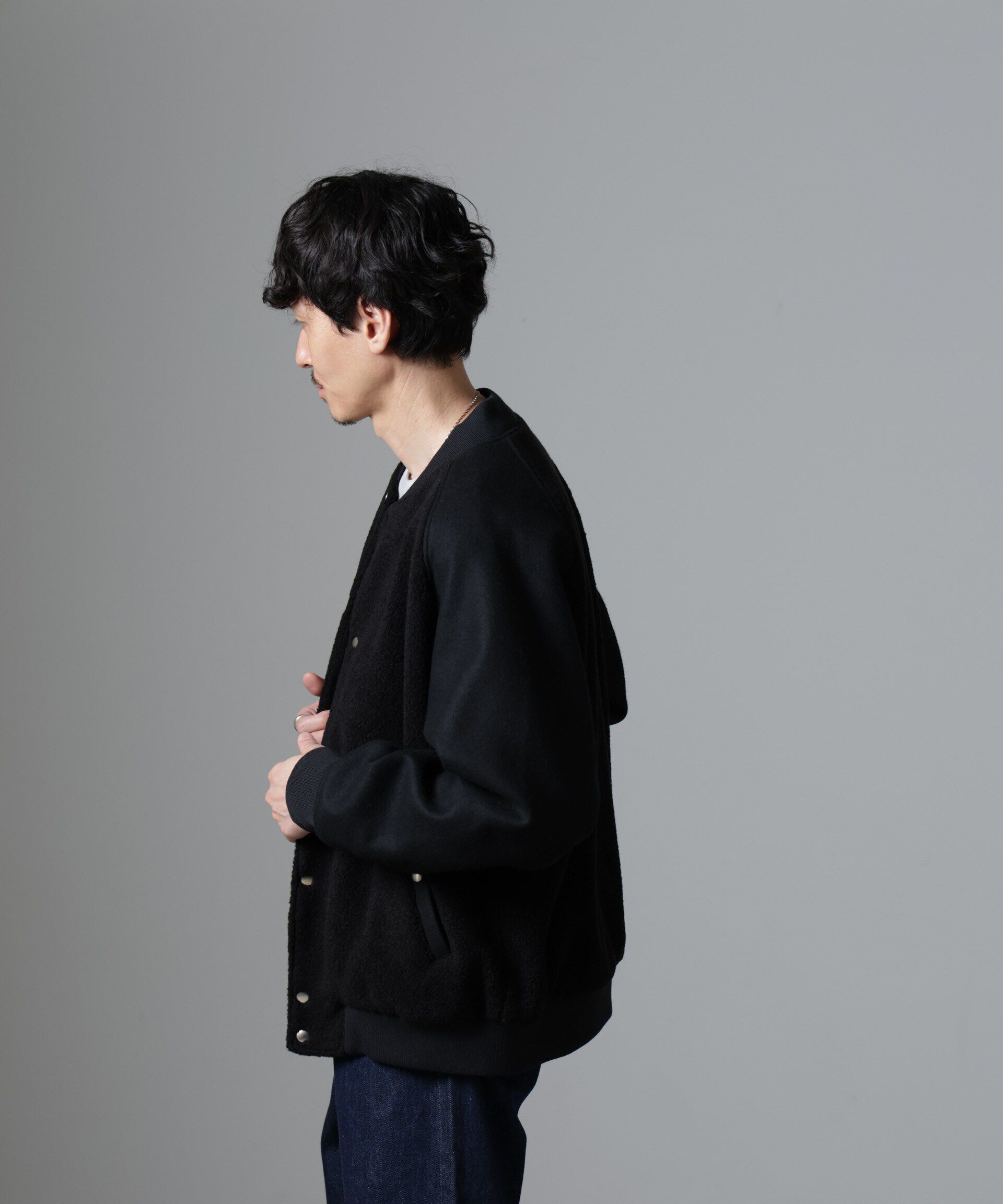 nano･universe「ブークレーパネルバーシティージャケット」|ブルゾン・スタジャン|