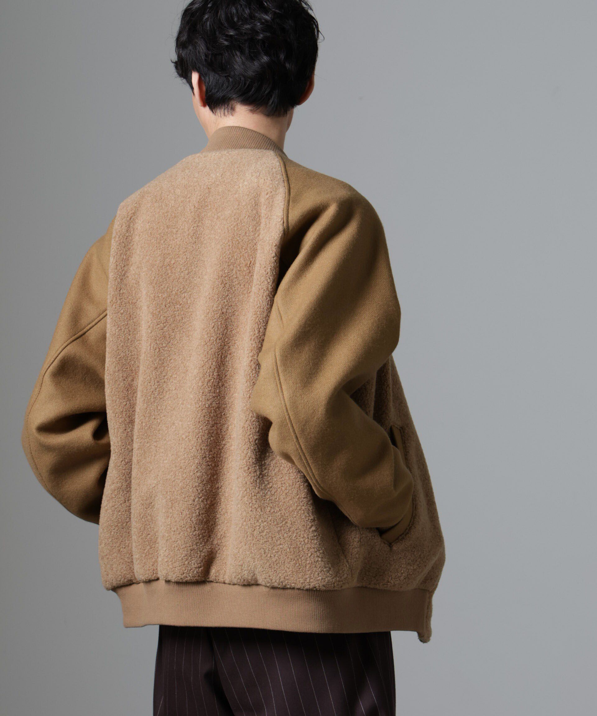 nano･universe「ブークレーパネルバーシティージャケット」|ブルゾン・スタジャン|