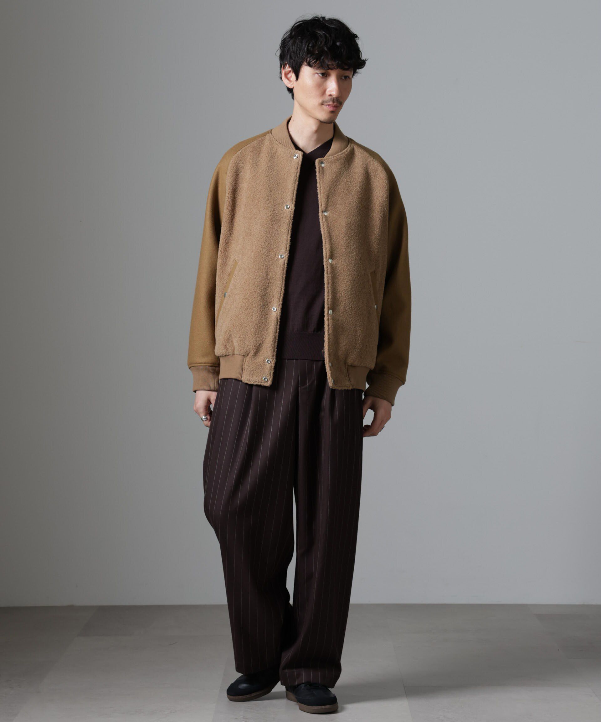 nano･universe「ブークレーパネルバーシティージャケット」|ブルゾン・スタジャン|